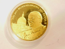 2011 Beatification of Pope John Paul II gold plated Krakow, Poland medal
