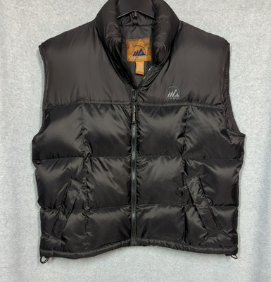 Colorado Goose Down Vest Men L Black Adjustable Bottom Hiking Camping Winter
