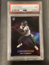 ZAY FLOWERS 2023-24 OBSIDIAN BLACK COLOR BLAST ROOKIE RC PSA 9 RAVENS