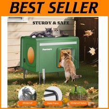 Elevated Feet Insulated Cat Shelter with Heating Pad
