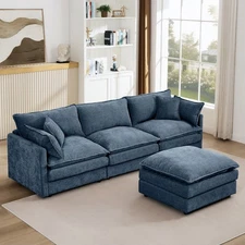 Modular Sectional Sofa, 105 Inch L Shaped Couch Set for Living Room Blue