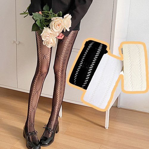 Women Fishnet Tights Bowknot Mesh Stockings Socks Hollow Out Pantyhose Sock Gift - Picture 3 of 23