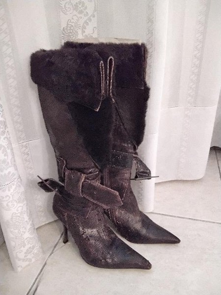 Women Andrea Lattanzi Boots Brown Leather 36.5