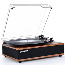 Udreamer Vinyl Record Player with Speakers  3-Speed and Wireless Bluetooth,