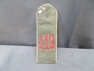WWI IMPERIAL GERMAN ARMY SHOULDER BOARD 419TH INFANTRY