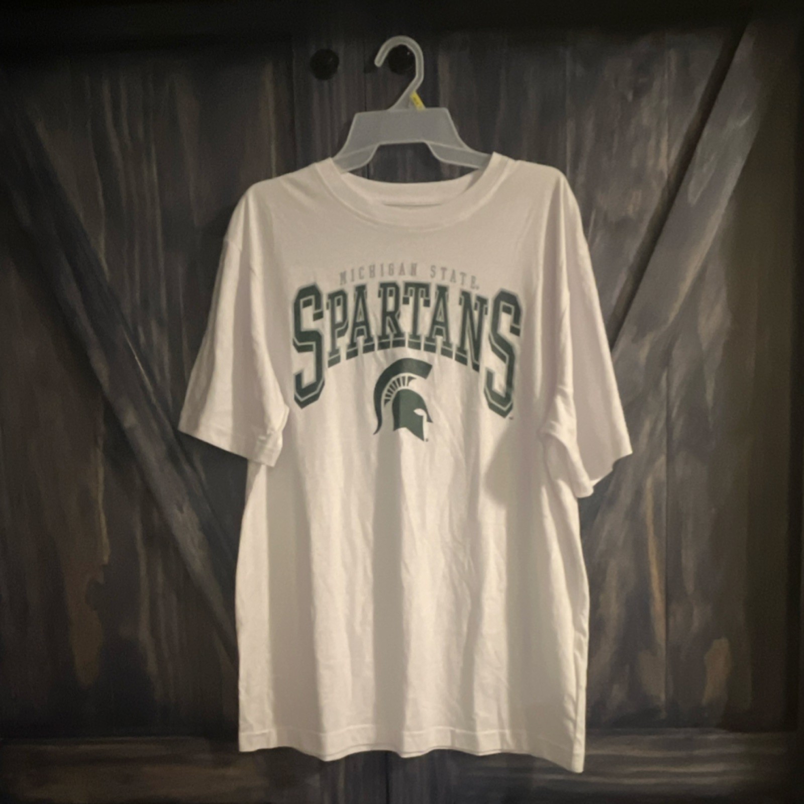Captivating Men’s White Cotton Michigan State Spartans T-Shirt L Short Sleeve