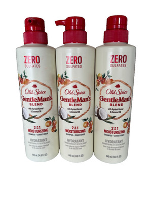 Lot 3 Old Spice Gentleman's Blend Moisturizing 2in1 Shampoo Apricot Coconut