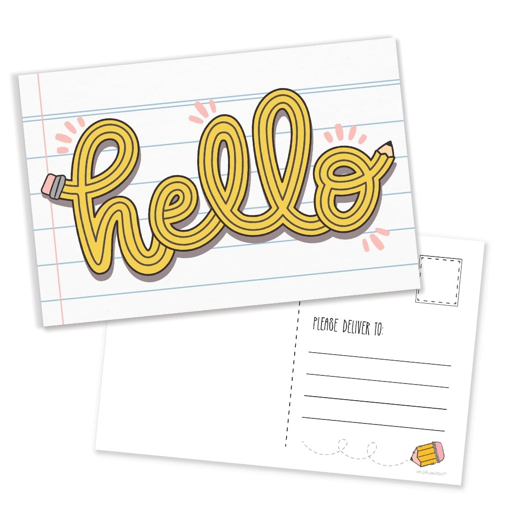 Cute Hello Pencil Teacher Postcards - 50 Pack Teacher Notes - Incentives For ...