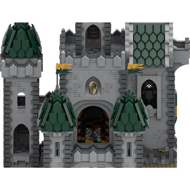 Modubrix Mocs Building Blocks Medieval Green Dragon Fortress Castle Bricks Toys - Image 4 of 4