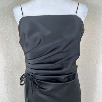 A.B.S. by Allen Schwartz Evening Dress Women 8 Black Satin 90s Minimalist LBD