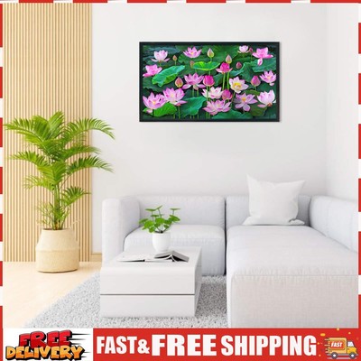 Lotus Full Cross Stitch 11CT Cotton Thread DIY Printed Embroidery Kits Art Gift 