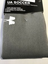 UNDER ARMOUR YOUTH LARGE SOCCER SOCKS 1 GRAY OVER CALF 1-4 SHOE NIP