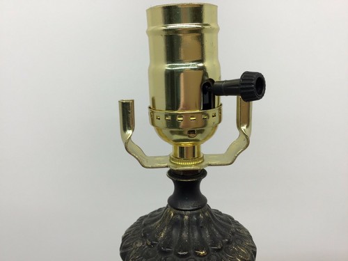 Vintage Fenton Table Lamp, White Coin Dot Art Glass Brass & Marble Base MCM - Picture 6 of 11