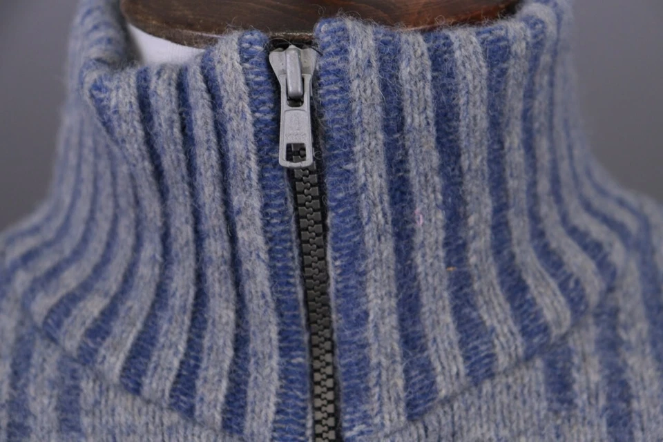 Chaqueta Suéter Vintage Johnson Of Elgin Escocia Rayas Lana Cremallera Talla S Foto 3 de 4