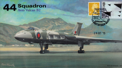 AV600 Avro Vulcan 44 Sqn RAF Cover LETZTER Flug XH558 Poststempel 28 Okt 2015