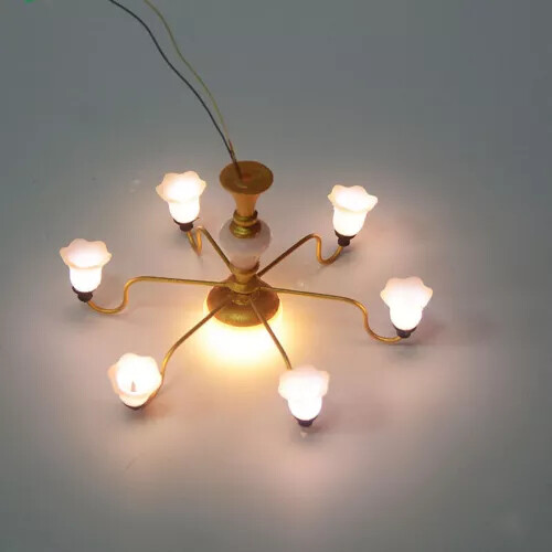 Lampadario miniatura casa delle bambole scala 1:12 plafoniere arredamento soggiorno - Foto 8 di 8