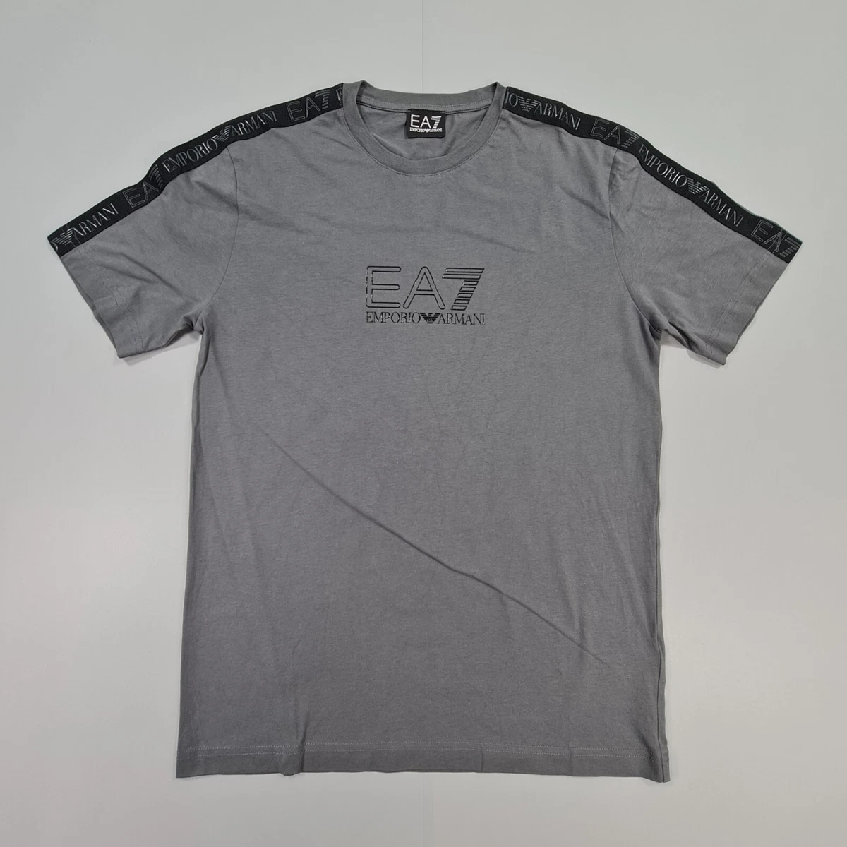 Emporio Armani Mens T Shirt Grey XS Tape Logo Short Sleeves EA7