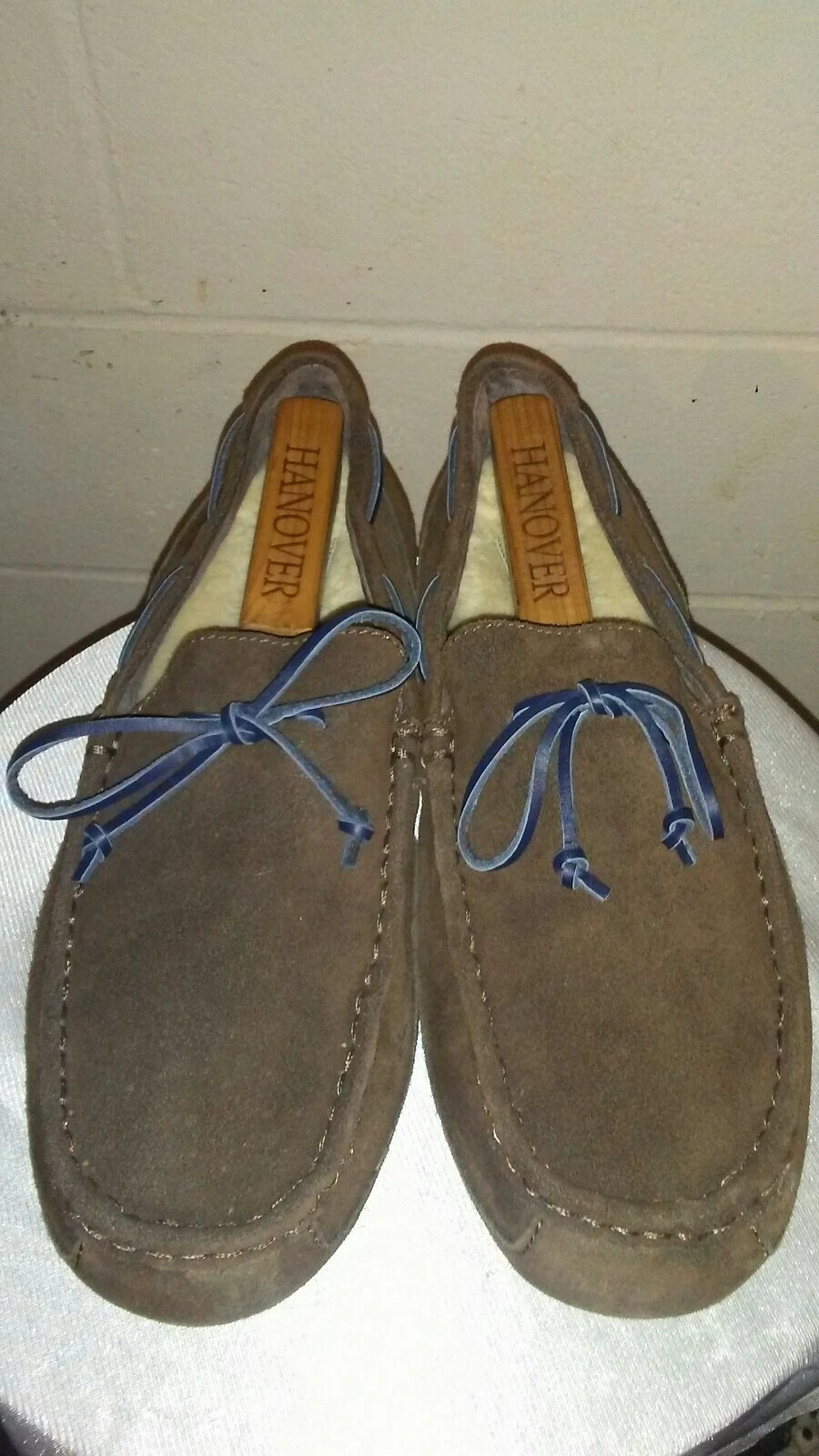 UGG Australia Mens Size US 15 Brown Moc Toe Sheepskin Slip On Loafer Slippers