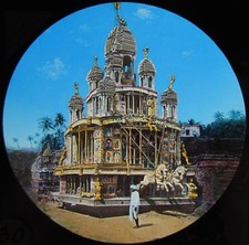 Glass Magic Lantern Slide JUGGERNAUT TEMPLE CAR C1875 VICTORIAN PHOTO INDIA 