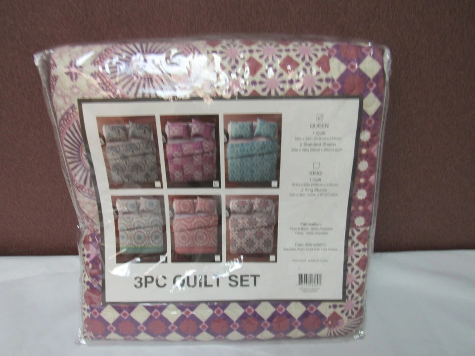 Bedford Home Savannah Printed Quilt Set 3 Piece Full/Queen Set T4101297 - Image 3 of 4