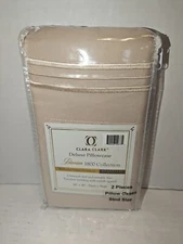 Clara Clark Deluxe Standard Pillowcases Premier 1800 Collection Beige Set of 2