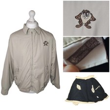 Warner Bros raro bomber vintage Looney Tunes Taz uomo foderato in pile grande