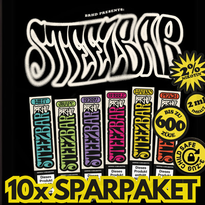 10x BRHD STEEZBAR Sparpaket I Einweg E-Zigarette Vape mit 20mg Nikotin E-Liquid 