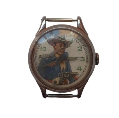 *HH* Antique Rare Vintage Muros Watch 1950 Swiss Clock Roy Rogers Patent