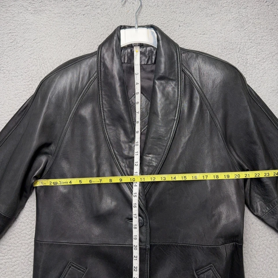 Chaqueta de cuero J Ferrar para mujer grande marrón botón delantero longitud media suave vintage Foto 2 de 4