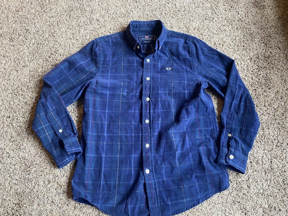 Boys Vineyard Vines Button Down Flannel Shirt Medium Whale Shirt - Image 3 of 4