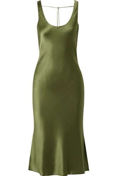 khaki green silk dress Jessica Midi Dress - Khaki main image 1