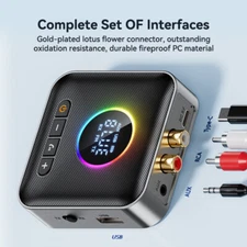 Bluetooth 5.4 Wireless Transmitter Receiver HiFi Audio Music Adapter AUX RCA NFC