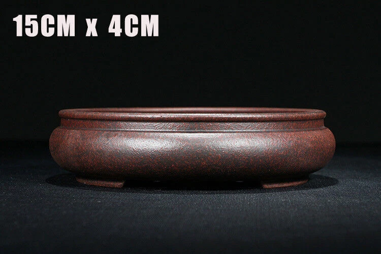 Dark Red Round Chinese Yixing Zisha Shohin Bonsai Pot 15X15X4Cm Small Size China - Image 2 of 4