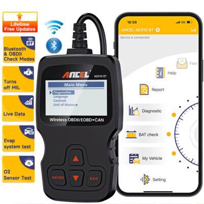 ANCEL AD310 BT OBD2 Code Reader Bluetooth Scanner Engine Check For iOS & Android