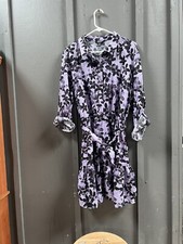 Simply Vera Vera Wang Purple Black Button Front Floral Dress XL With Tie