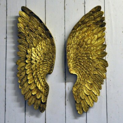 Angel Wings 37 cm Wandhänger Antikstil Goldfarbe links rechts. Beeindruckend.