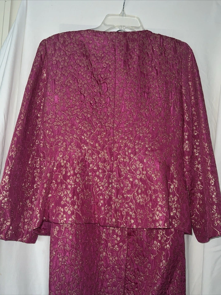 Diseñador Brocado Joyas Falda Traje Cóctel Vacaciones Boda Vestido Talla 6 Foto 3 de 4