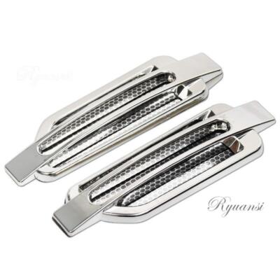 Chrome Silver Car Auto Bonnet Air Intake Flow Side Fender Vent Hood Scoop Cover