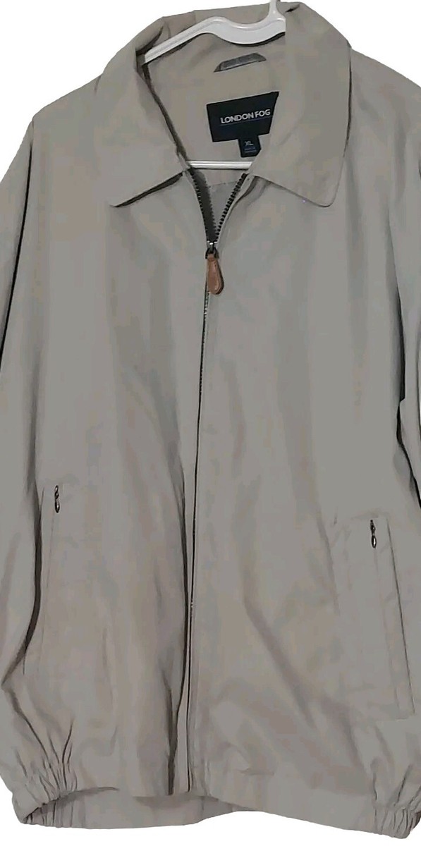 London Fog Full Zip Ivory Colored Microfiber Men's Collared Jacket Size XL