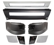 QSC Truck Bumper Chrome Set Center L R & Dual Bulbs Fog Lights for Volvo VNL VN
