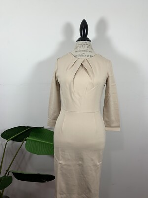 Emploi Lexington 3/4 Sleeve Midi Dress Beige Small Career Semi Fitted, Size  S | eBay