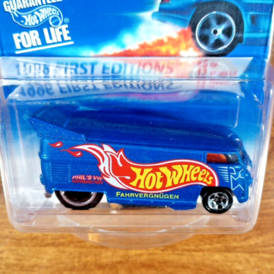 Hot Wheels Vintage 1996 First Editions VW Drag Bus Blue Race