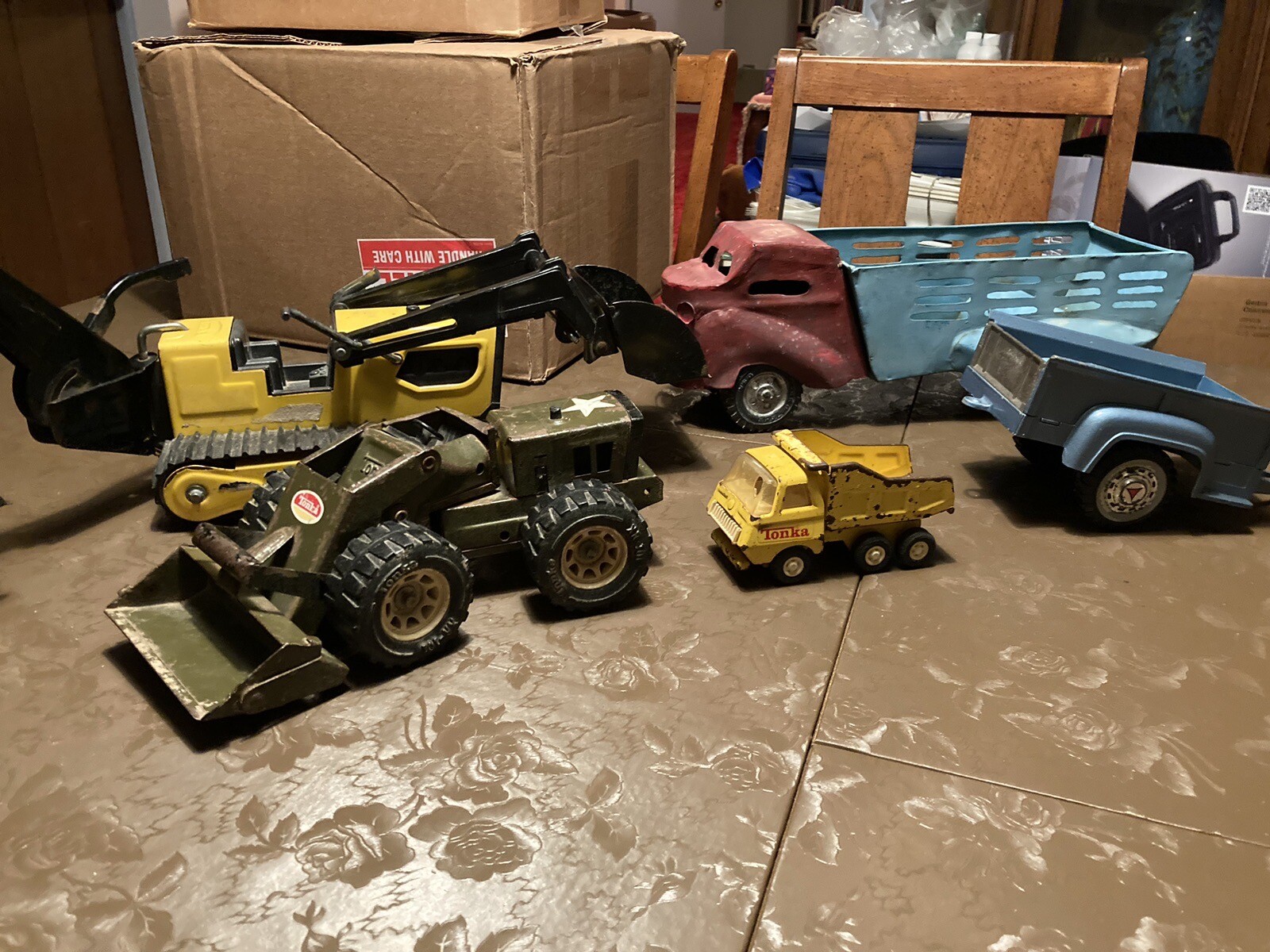Vintage Pressed Steel Tin Toy Vehicle Lot Tonka+ Good Parts Lot