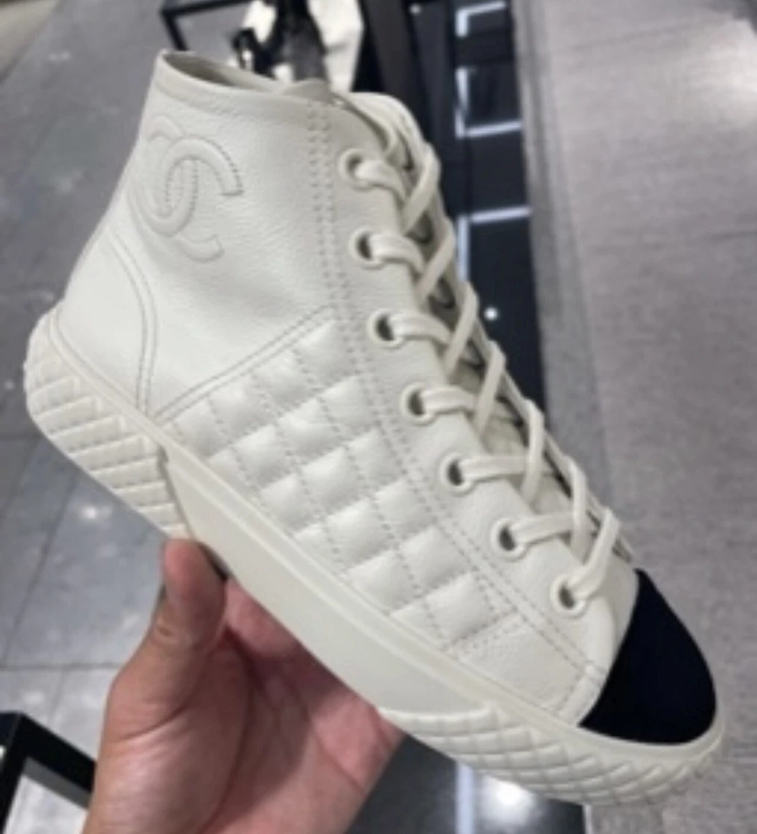 chanel white and silver sneakers