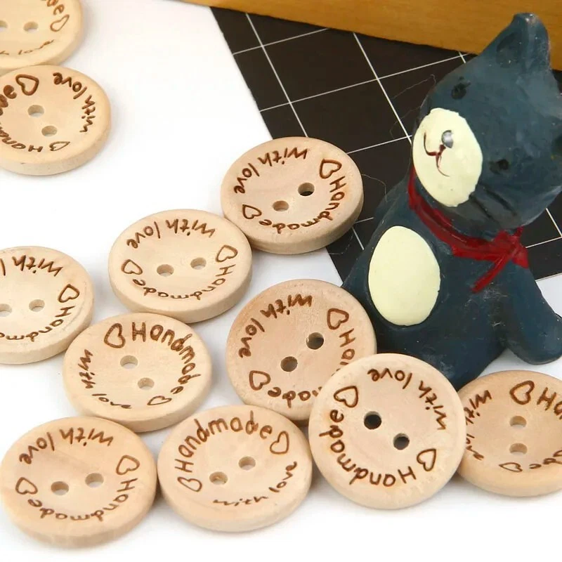 50Pcs Natural Color Wooden Buttons for Handmade Craft, DIY Sewing Accessories - Image 4 of 4