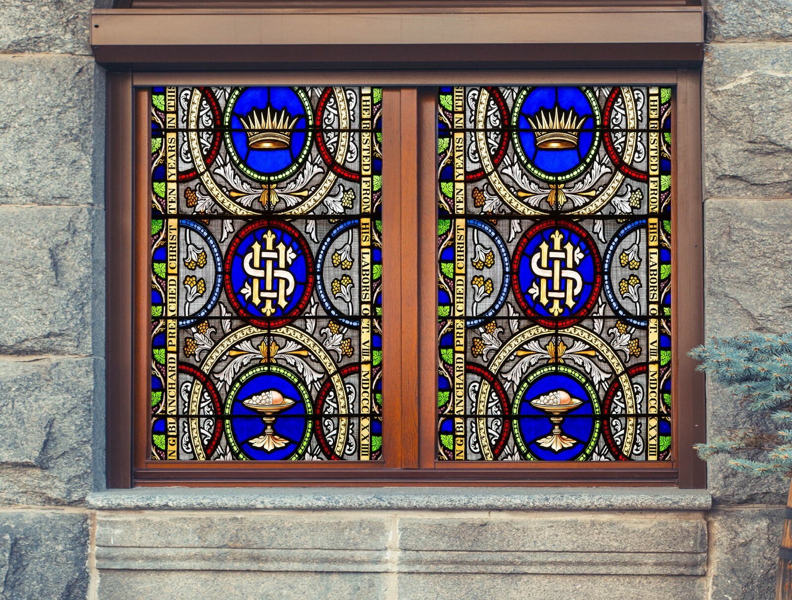 3D Crown Pattern A880 Window Film Print Sticker Cling Stained Glass UV Zoe