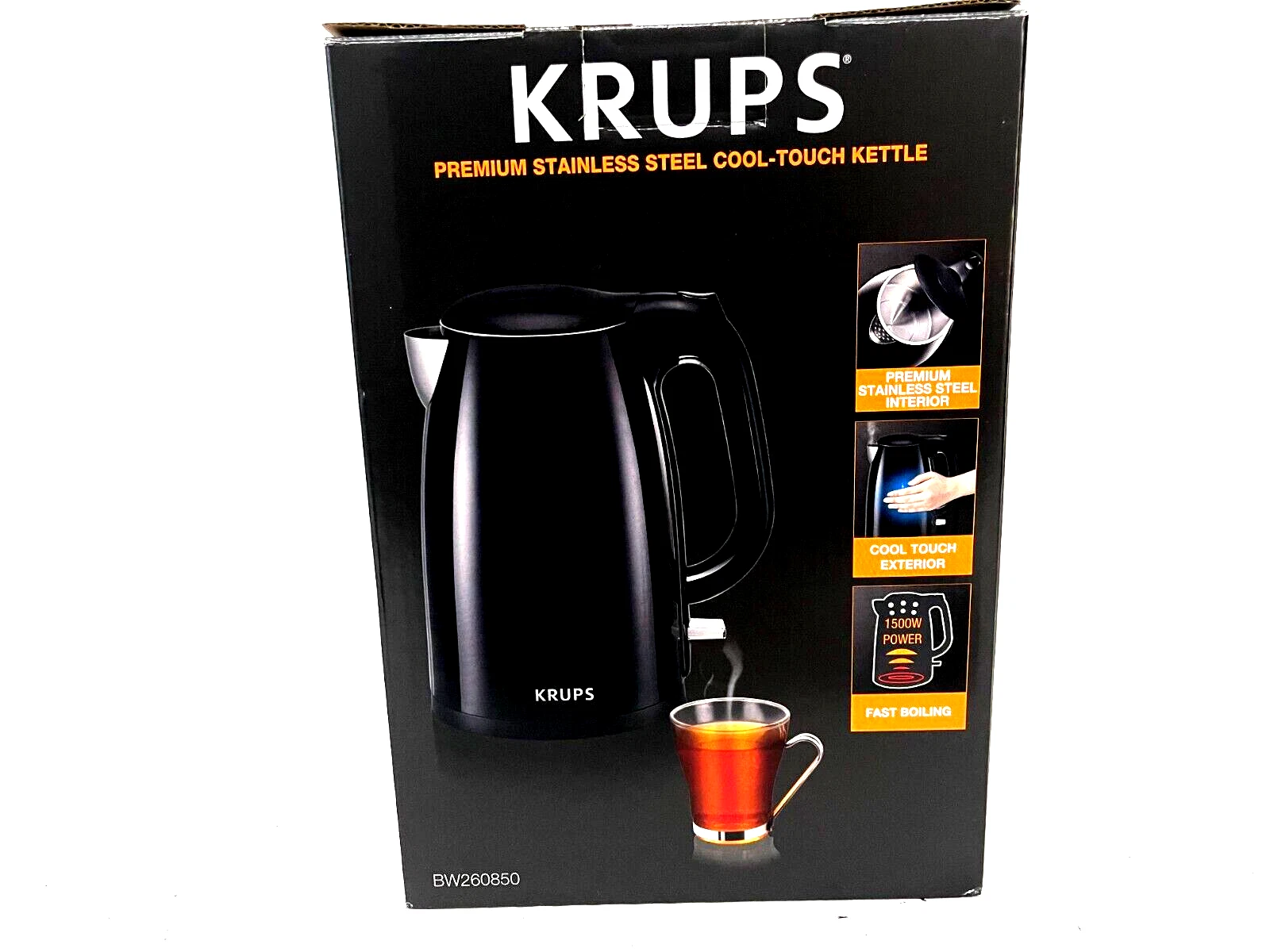 KRUPS 퀵리 보일 워터 1500W 쿨터치 블랙 주전자 BW260850 새상품