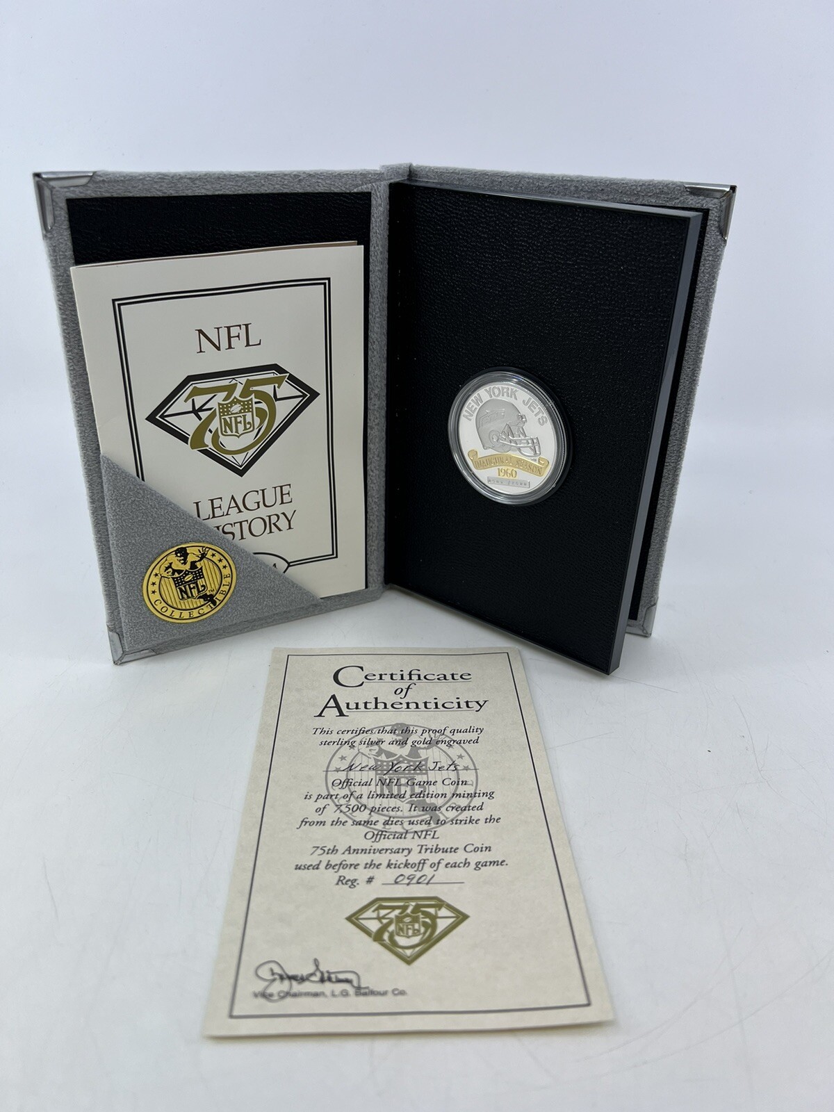 1960 New York JETS Sterling Silver Gold Engraved Official NFL Game Coin