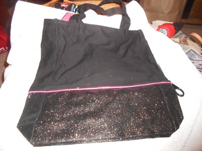 Victorias Secret Black Glitter Tote with pink accent | eBay display picture 3