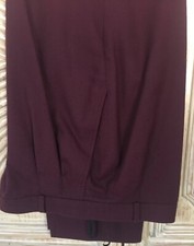 ANNE KLEIN WOMEN'S WINE WOOL PLEATS POCKETS BACK ZIP LINED PANTS SZ 8 EXCELLENT